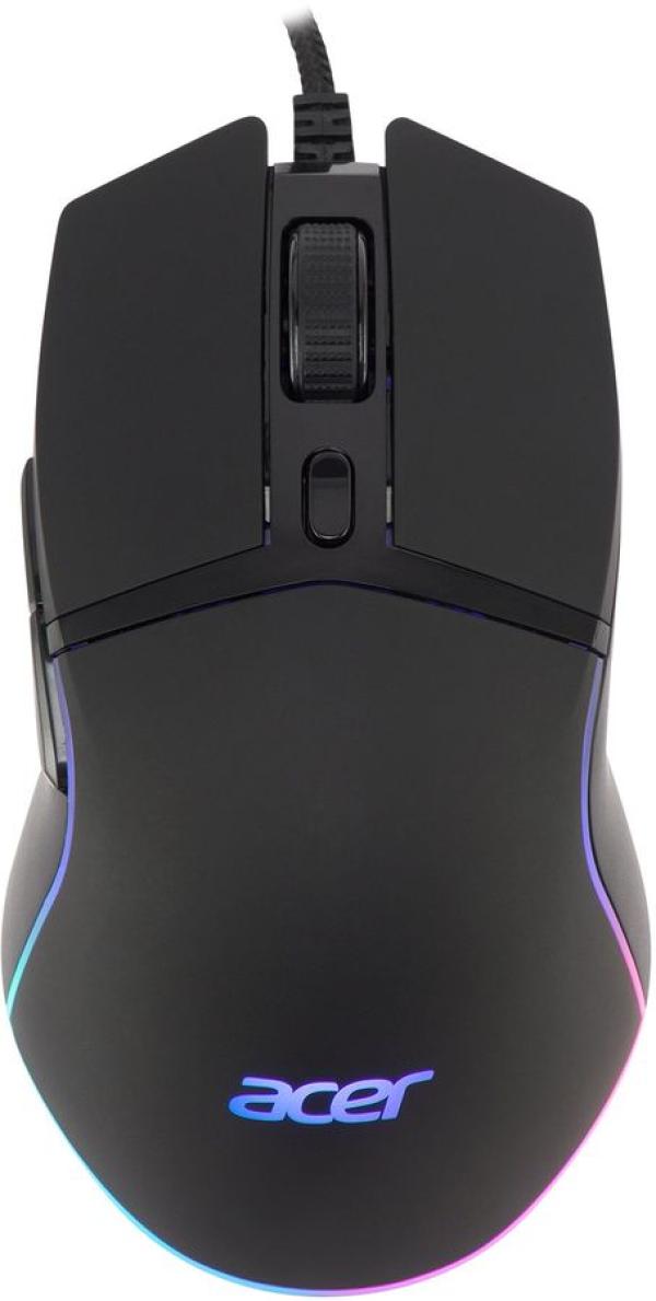Мышь оптическая Acer OMW121, USB, 6 кнопок, колесо, 6400/800dpi, подсветка, черный