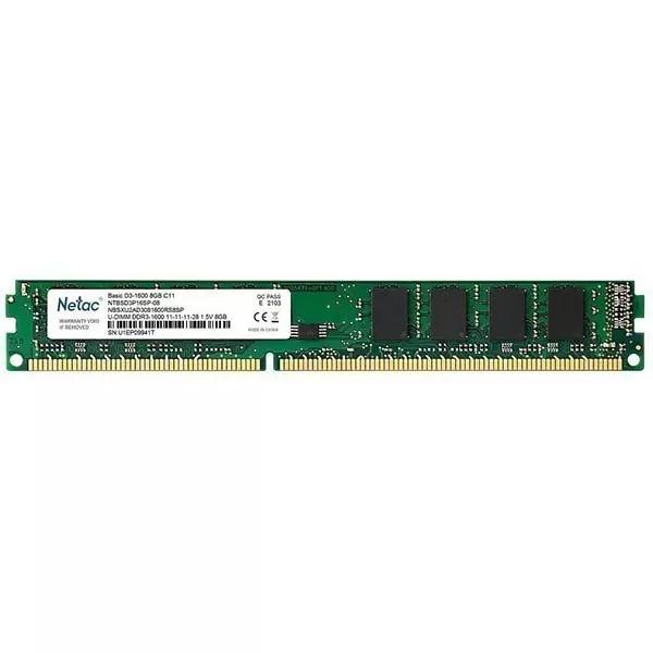 Оперативная память DIMM DDR3  8GB, 1600МГц (PC12800) Netac NTBSD3P16SP-08, 1.5В