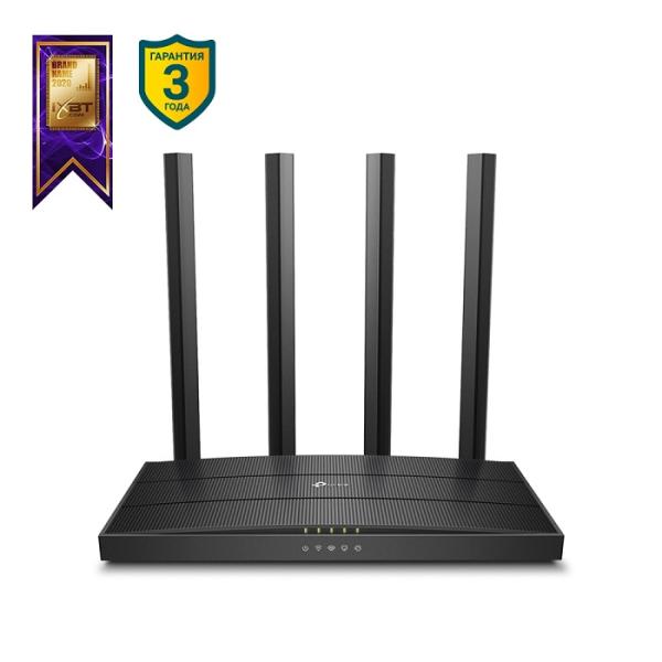 Маршрутизатор 4G WiFi TP-LINK Archer C6U, 4*RJ45 LAN 1Гбит/с, 1*RJ45 WAN 1Гбит/с, 802.11n 300Мбит/с 2.4ГГц, 802.11ac 867Мбит/с 5ГГц, 1*USB2.0, 3G/LTE, принт-сервер, VPN-клиент, Firewall