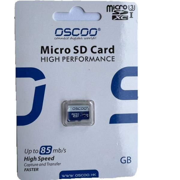Карта памяти SDXC-micro 128GB OSCOO Blue, 85/12МБ/сек, class 10 U3, без адаптера