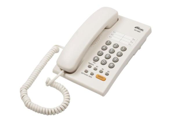 Телефон Ritmix RT-330 white, повтор, регулировка громкости звонка, возможность установки на стене, белый