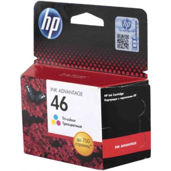 Картридж для HP DeskJet Ink Advantage 2020hc/2520hc/2529,  цветной HP №46 CZ638AE, 750стр
