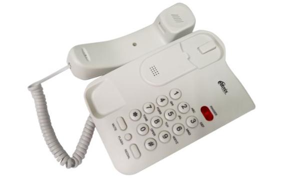 Телефон Ritmix RT-311 white, повтор, регулировка громкости звонка, возможность установки на стене, белый