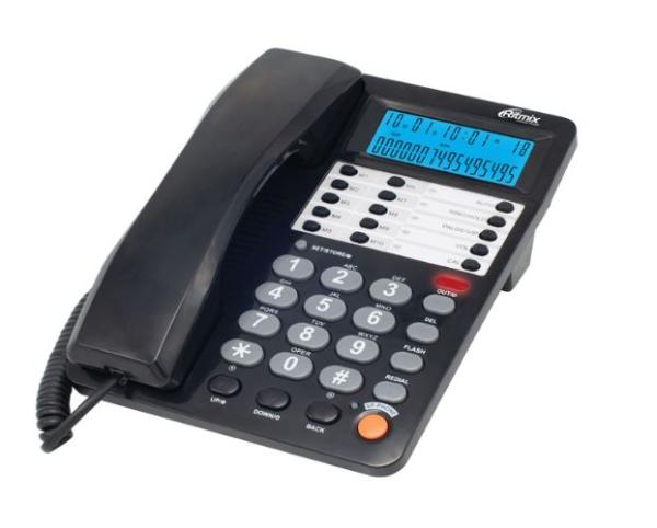 Телефон Ritmix RT-495 black, ЖКД, повтор, регулировка громкости звонка, отключение микрофона, возможность установки на стене, черный