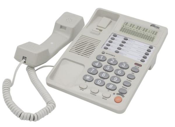 Телефон Ritmix RT-495 white, ЖКД, повтор, регулировка громкости звонка, отключение микрофона, возможность установки на стене, белый