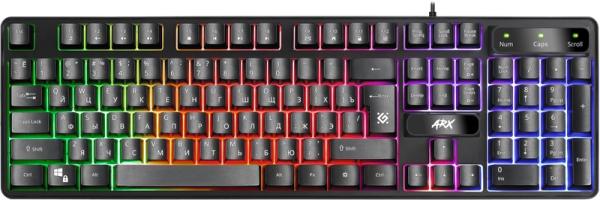 Клавиатура Defender Arx GK-196L, USB, влагозащищенная, подсветка, черный, 45196