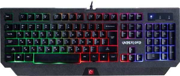 Клавиатура Defender Underlord GK-340L, USB, влагозащищенная, подсветка, черный, 45340
