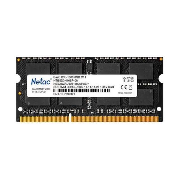 Оперативная память SO-DIMM DDR3  8GB, 1600МГц (PC12800) Netac NTBSD3N16SP-08, 1.35В