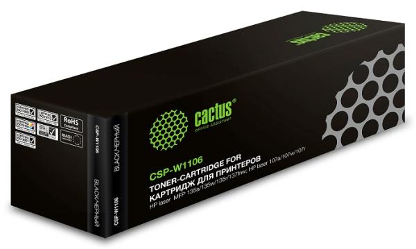 Картридж Cactus CSP-W1106, для HP Laser 107a/107r/107w/135a/135r/135w/137fnw, черный, 1000стр, совместимый