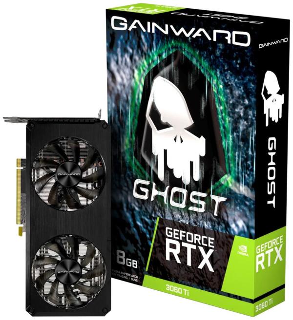 Видеокарта Gainward GeForce RTX 3060 Ti Ghost 8 GB NE6306T019P2-190AB, 8GB GDDR6 256bit 1770/14000Гц, PCI-E4.0, 3*DisplayPort/HDMI, 200Вт