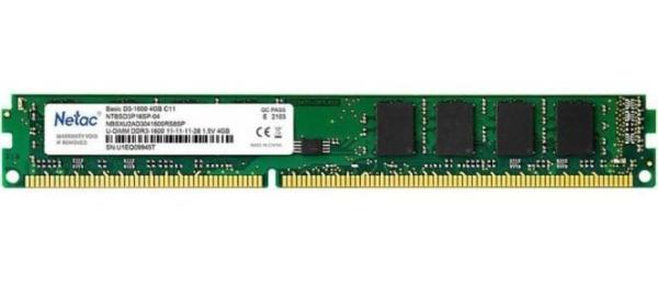 Оперативная память DIMM DDR3  4GB, 1600МГц (PC12800) Netac NTBSD3P16SP-04, 1.5В