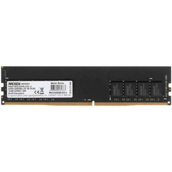 Оперативная память DIMM DDR4 16GB, 3200МГц (PC25600) AMD Radeon R9 Gamers Series Black R9416G3206U2S-UO, 1.35В