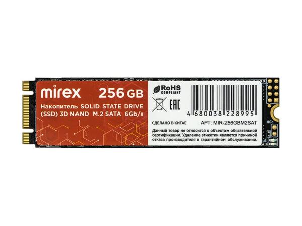 Накопитель SSD M.2  256GB Mirex (13640-256GBM2SAT), SATA III, 3D NAND TLC, 2280, 529/450MB/s