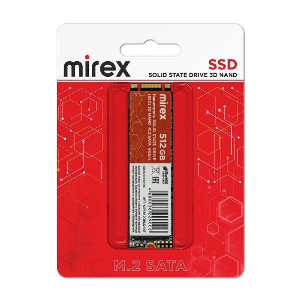 Накопитель SSD M.2  512GB Mirex (13640-512GBM2SAT), SATA III, 3D NAND TLC, 2280, 529/450MB/s