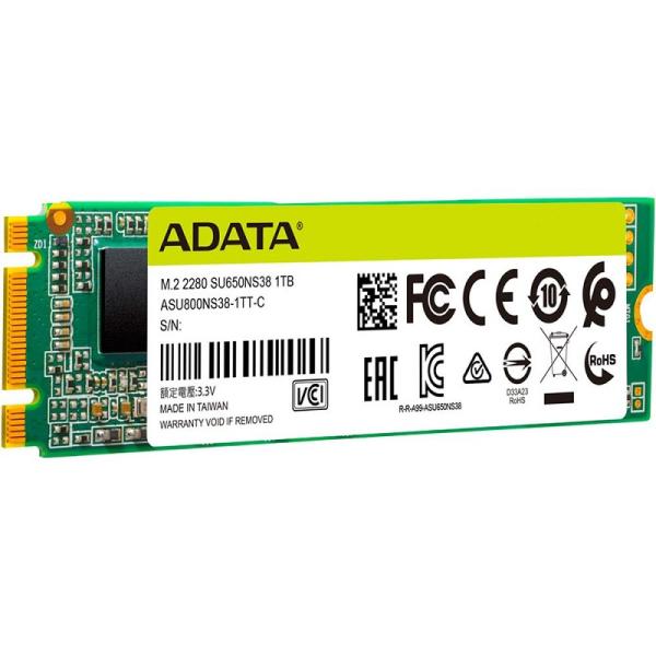 Накопитель SSD M.2 1TB A-Data (SU650NS38), SATA III, 3D NAND TLC, 2280, 550/510MB/s