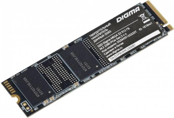 Накопитель SSD M.2  512GB Digma Mega S3 DGSM3512GS33T, NVMe, 3D TLC, 2080/1700MB/s