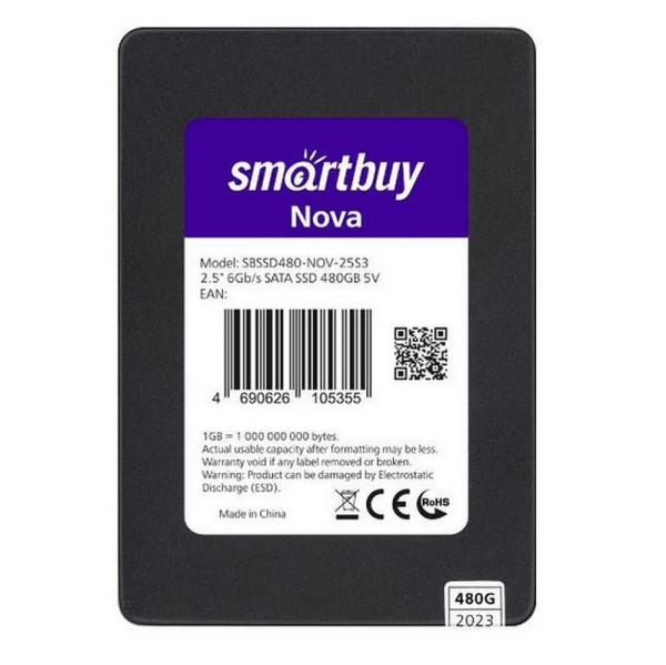 Накопитель SSD 2.5" SATA   480GB Smartbuy Nova (SBSSD480-NOV-25S3), SATAIII, 3D NAND TLC, 520/490MB/s