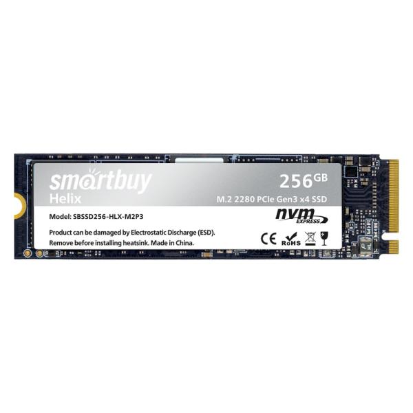 Накопитель SSD M.2  256GB Smartbuy Helix (SBSSD256-HLX-M2P3), NVMe, 3D TLC, 2900/2700MB/s
