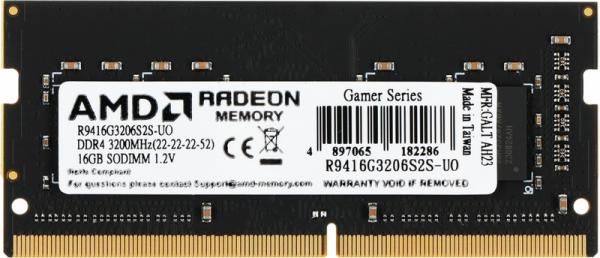 Оперативная память SO-DIMM DDR4 16Gb AMD  R9416G3206S2S-UO, 3200МГц, CL22, 1.2В