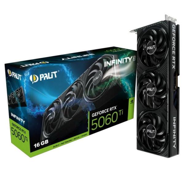 Видеокарта PCI-E Palit RTX5060Ti Infinity 3  NE7506T019T1-GB2061S, 16GB GDDR7 128bit 2572/28000МГц, PCI-E5.0, 3*DisplayPort/HDMI, 180Вт