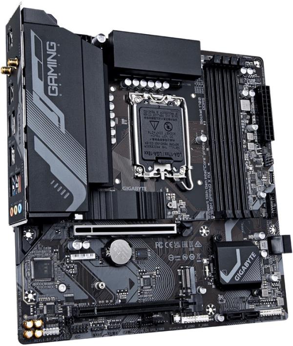 Материнская плата S1700 GIGABYTE B760M GAMING X AX, B760, 4*DDR5 4800 Dual Channel, PCI-E4.0x16 PCI-E3.0x4, DP/HDMI без видео, 4*SATAIII, 2*M.2, Звук 7.1, 5*USB2.0/3*USB3.2, LAN2.5Gb,Wi-Fi 6E, mATX ??