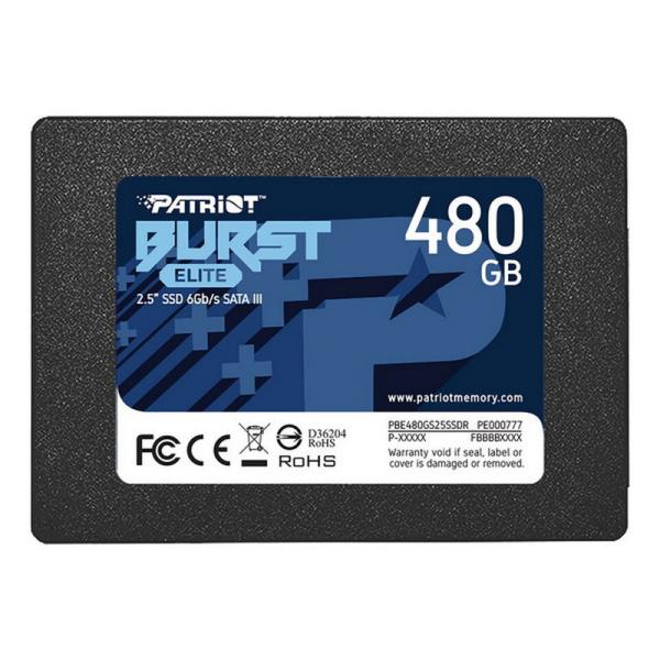 Накопитель SSD 2.5" SATA   480GB Patriot Burst Elite PBE480GS25SSDR, SATAIII, 3D NAND, 450/320MB/s