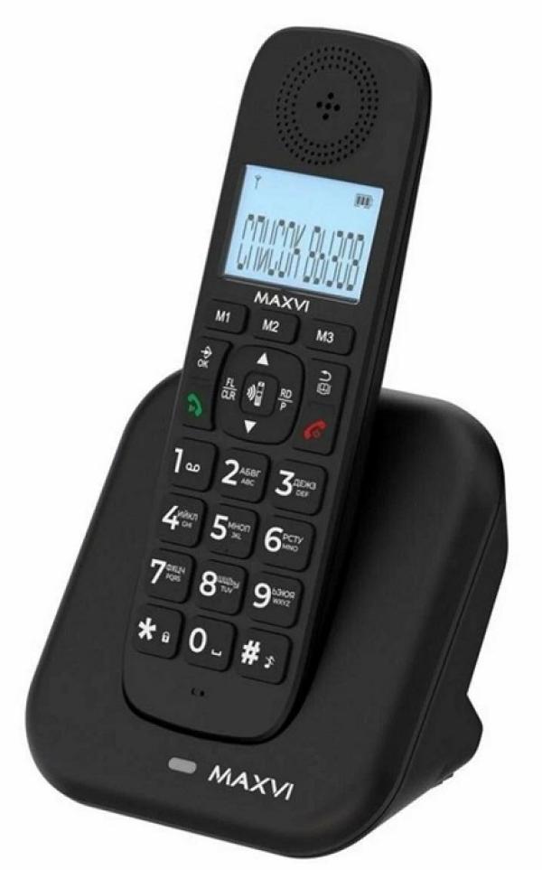 Радиотелефон DECT Maxvi AM-02, AOH, Caller ID, ЖКД, подсветка дисплея, 10 мелодий звонка, тел. книга 50 номеров, будильник, поиск трубки, белый
