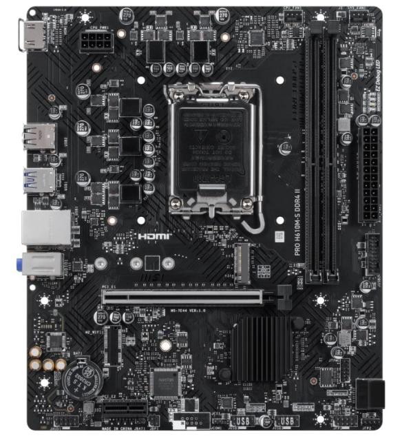 Материнская плата S1700 MSI PRO H610M-S DDR4 II, H610, 2*DDR4 3200 Dual Channel, PCI-E4.0x16, PCI-E3.0x1, HDMI без видео, 2*SATAIII, M.2, Звук 7.1, 2*USB3.2/4*USB2.0, LAN1Gb, mATX